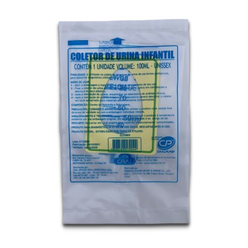 Coletor De Urina Infantil Unissex Volume 100ml Embalagem com 100