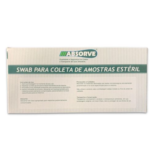 Swab De Coleta Amostras Estéril Haste Plástico Com 100 Unidades Absorve