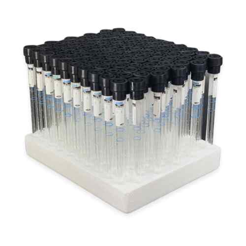 Tubo De Coleta Vácuo Para Vhs 1,6ml Tampa Preta Citrato De Sódio 3,8% Rack C/100