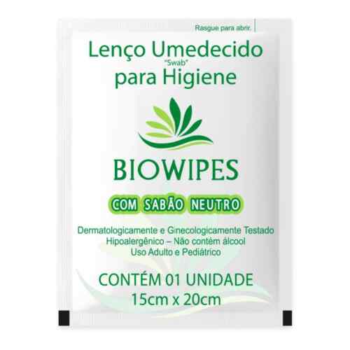Lenço Umedecido Íntimo Para Higiene Íntima Swab Com Sabão Neutro C/100 - Biowipes