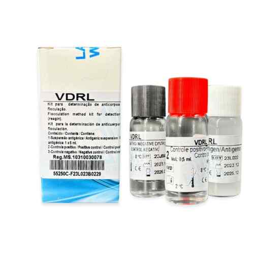 Reagente Vdrl Por Aglutinação 250 Testes Sífilis Com Controle 5ml Wama