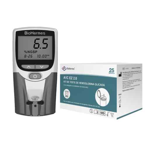 Monitor Analisador + 25 Tiras Testes Hemoglobina Glicada (HbA1C) Biohermes