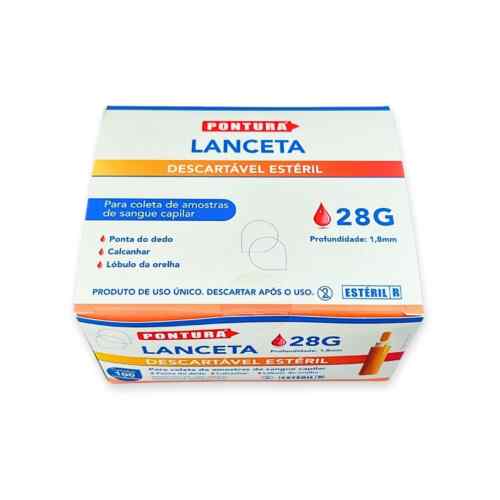Lanceta 28g Descartável De Segurança Laranja Infantil C/100