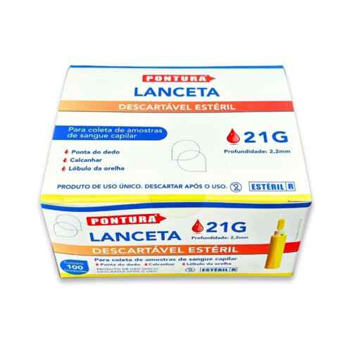 Lanceta 21g Descartável De Segurança Amarela Adulto C/100