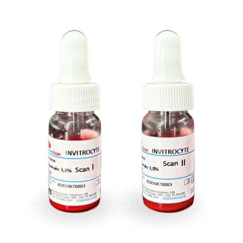 Reagente Invitrocyte Scan 1 e 2  Hemácias-Teste Pesquisa Anticorpos Irregulares