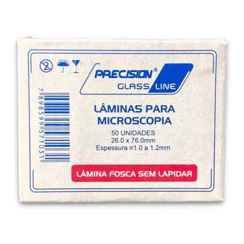 Lâmina Vidro Microscopia 26x76mm Fosca Sem Lapidar 50 Und