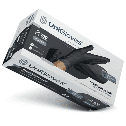 Luva Nitrílica Preta Unigloves Premium Com Pó C/100