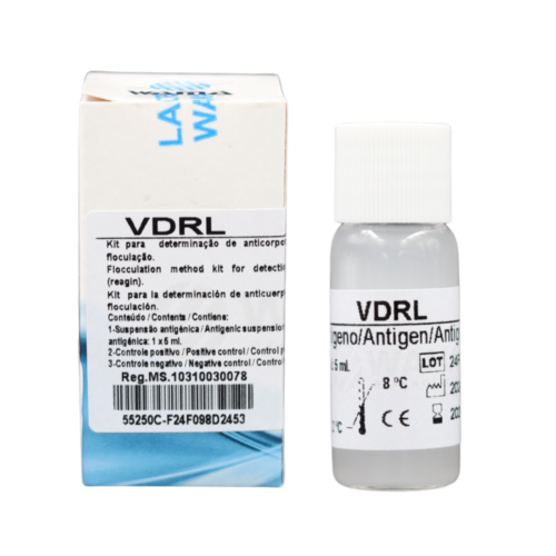 Reagente Vdrl Por Aglutinação 250 Testes Sífilis Sem Controle 5ml Wama