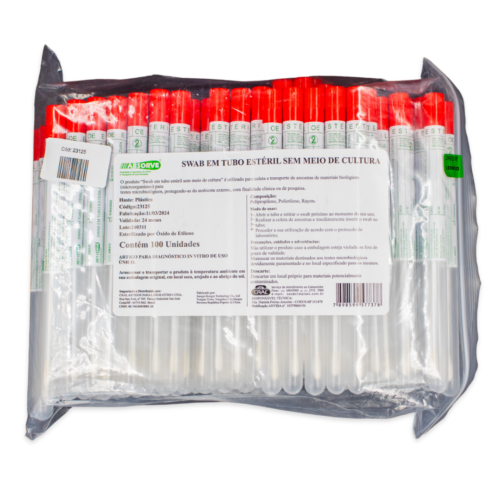 Swab Em Tubo Sem Meio De Cultura Estéril Ponta Rayon C/100 - Absorve