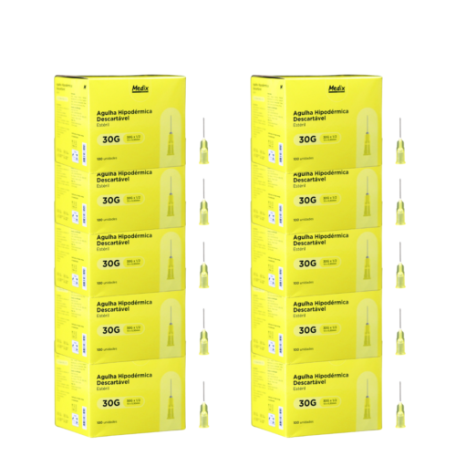 Kit 10 Cxs Agulha Hipodérmica - Medix 13x0,30mm 30G 1000 Un