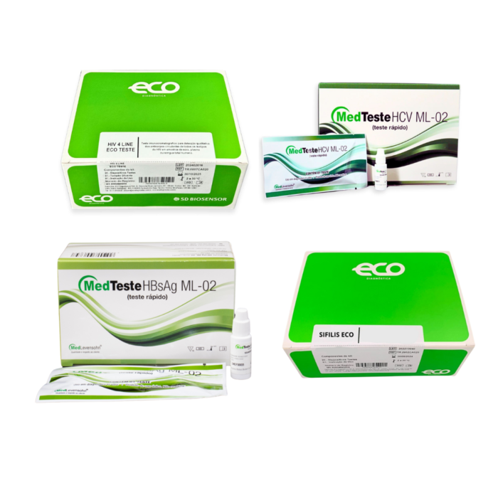 Kit Teste Rápido Hiv + Hbsag (Hepatite B) + Hcv (Hepatite C) + Sifilis