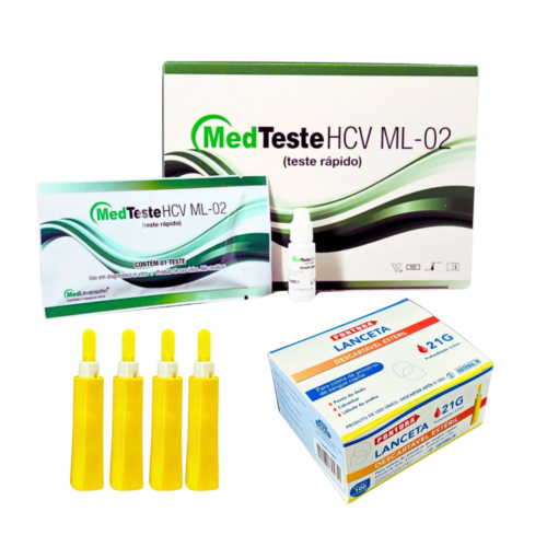 Teste Rápido Hcv Hepatite C Medteste Kit C/25 + Lanceta 21G
