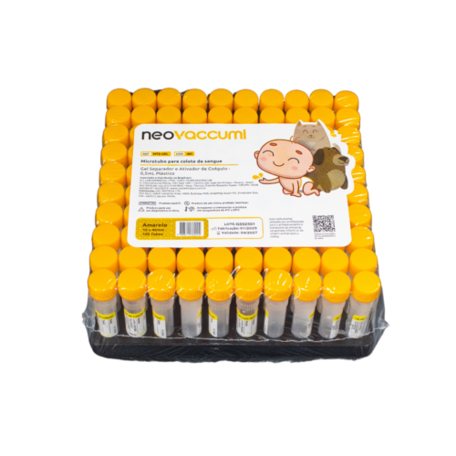 Microtubo De Coleta Gel + Ativador 0,5ml Amarelo C/100 – Neolab