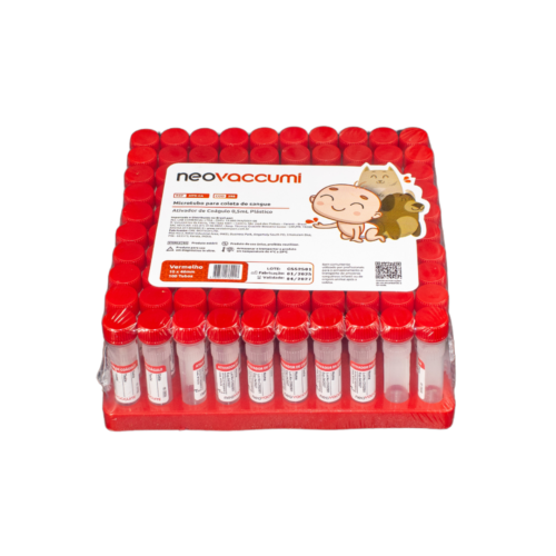 Microtubo Ativador De Coágulo 0,5ml Coleta De Sangue Vermelho C/100 - Neolab