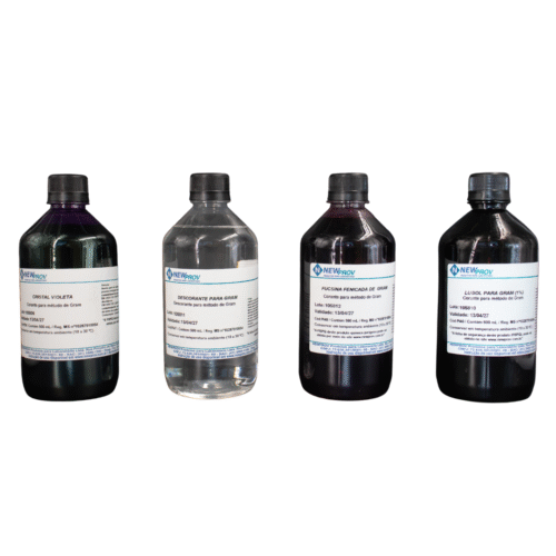 Conjunto Coloração De Gram Kit 4 Frascos 500ml - New prov