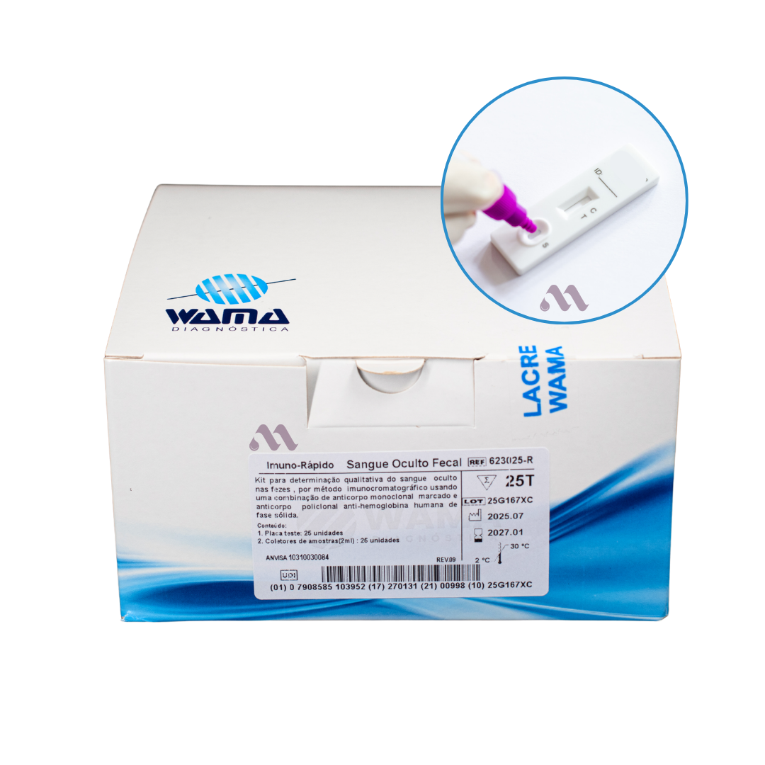 Teste Rápido Sangue Oculto Nas Fezes FOB Kit C/25 - Wama
