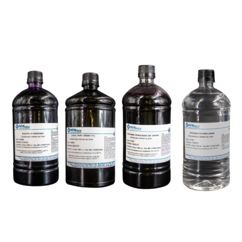 Conjunto Coloração De Gram Kit 4 Frascos 1 Litro - New prov