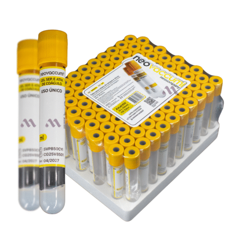 Tubo De Coleta Vácuo Amarelo Gel + Ativador De Coágulo 8,5ml C/100 - Neolab