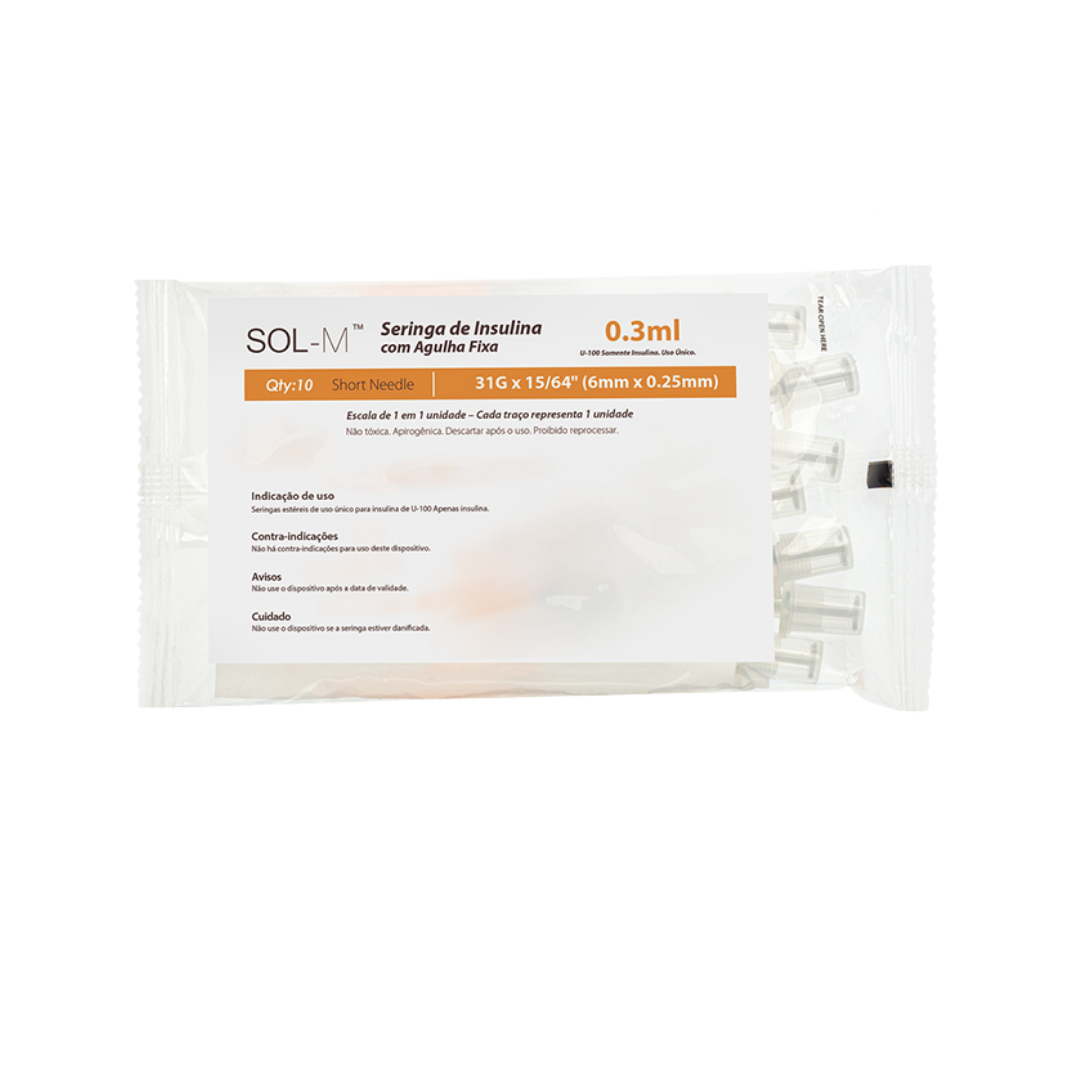 Seringa De Insulina 0,3ml Com Agulha Fixa 31g 25x0,6mm C/100 - IMAGEM m 5