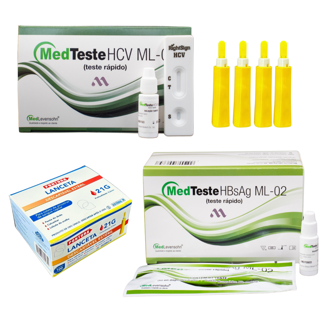 Combo Testes Rápidos Hepatite B Hbsag + Hepatite C Hcv C/10