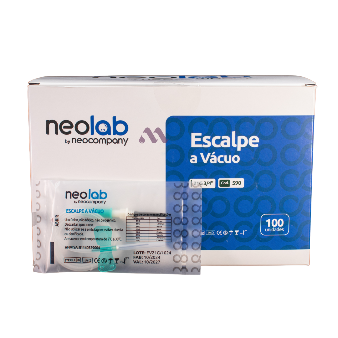 Escalpe A Vácuo 21G Verde Para Coleta De Sangue C/100 - Neolab - IMAGEM m 2